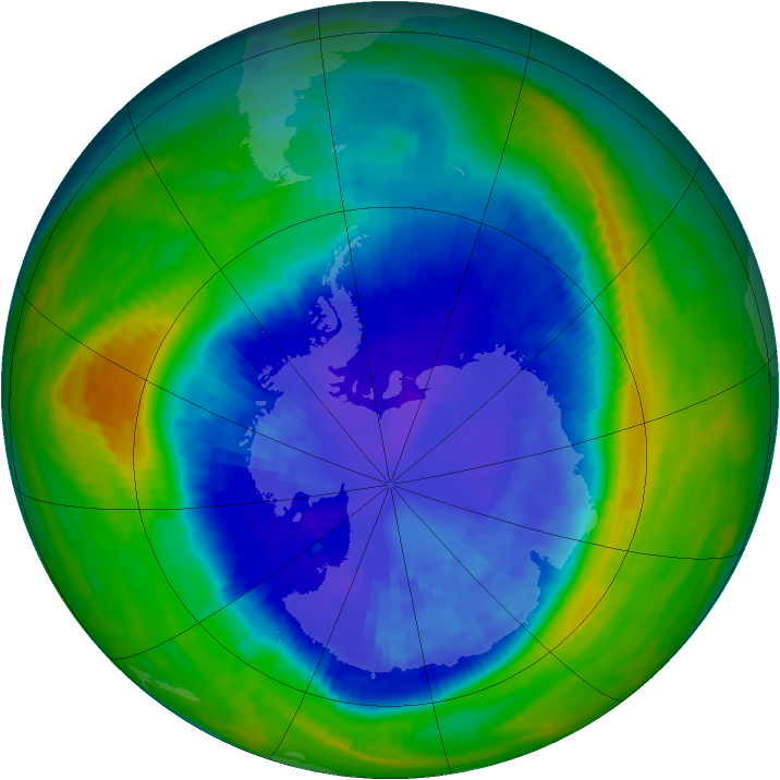 Antarctic ozone map for 12 September 2004
